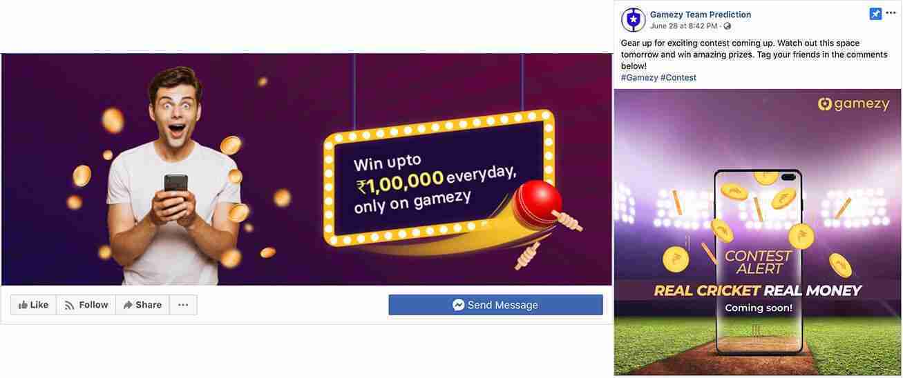 Facebook post creation for Gamezy