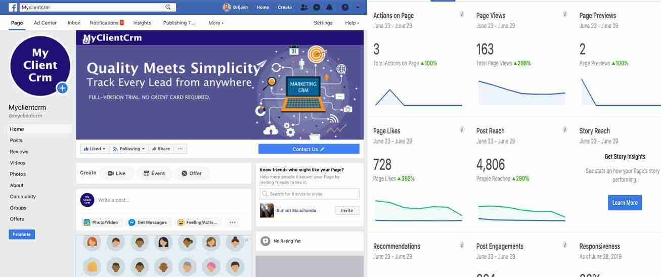 Result of digital marketing services for myclientcrm